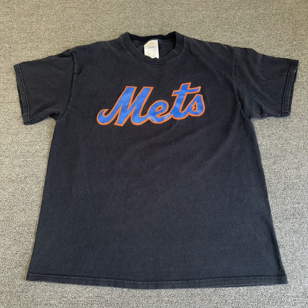 Adidas VTG 2006 New York Mets Baseball T Shirt Adult Large Black Short Sleeve